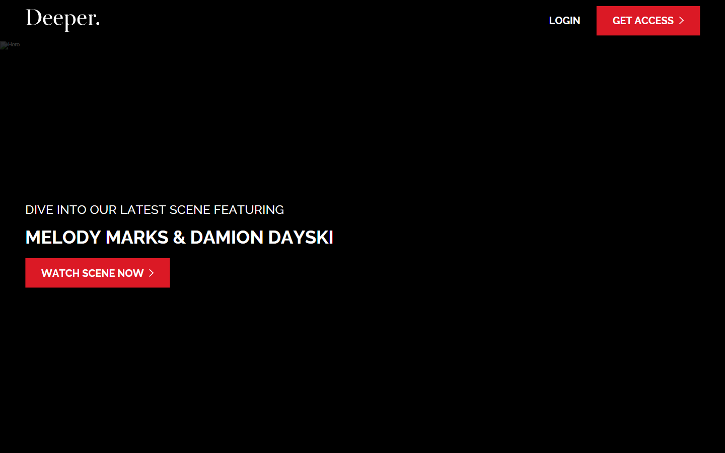 Deeper homepage showing cinematic adult content platform