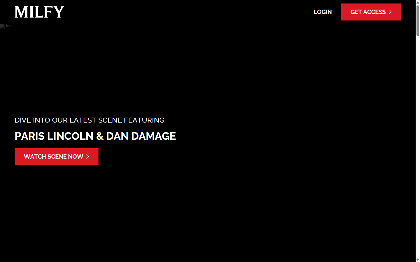 Milfy homepage showing premium MILF content platform